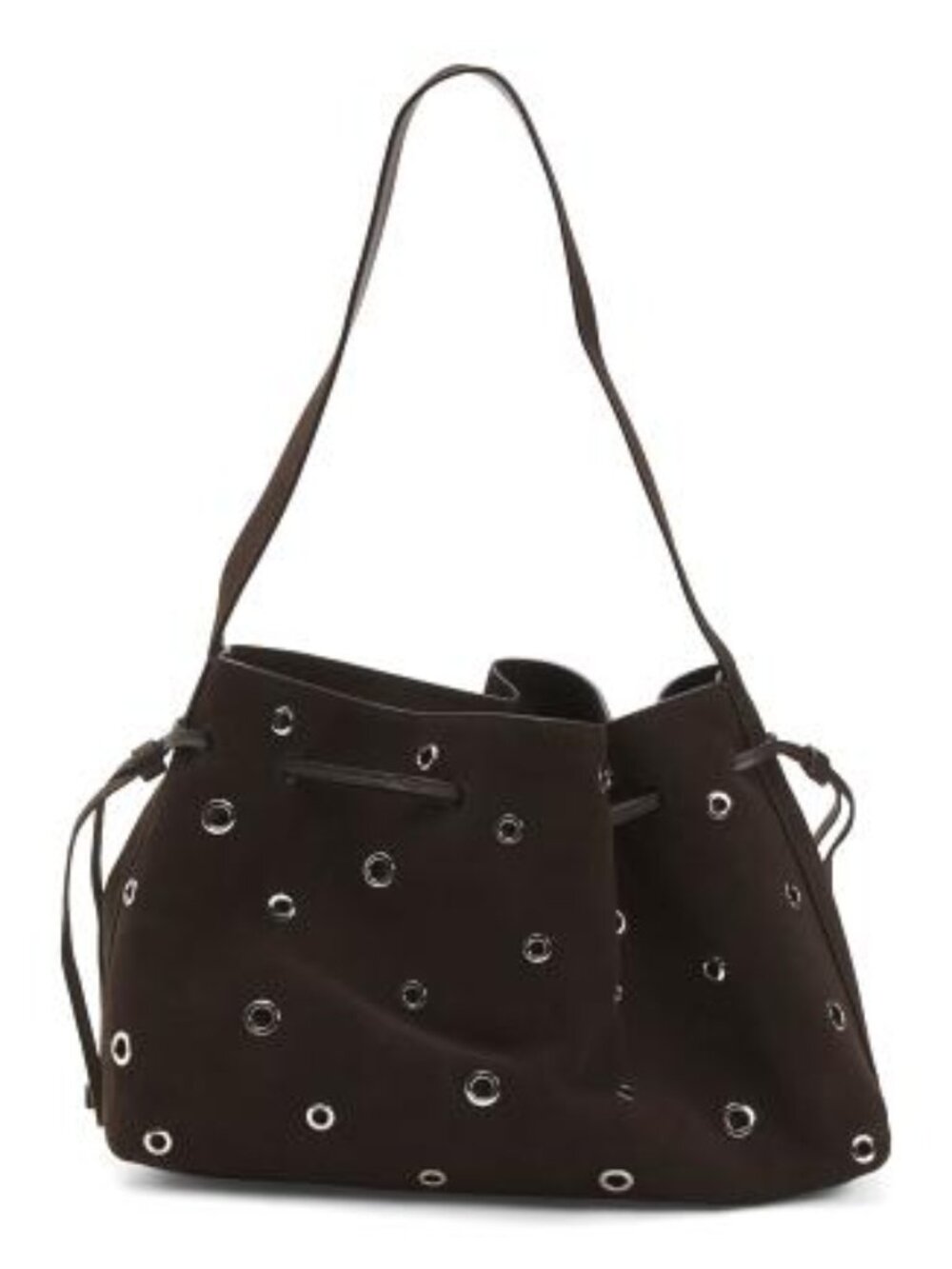 MADEWELL Chocolate  Suede Drawstring Eyelet Shoulder Bag